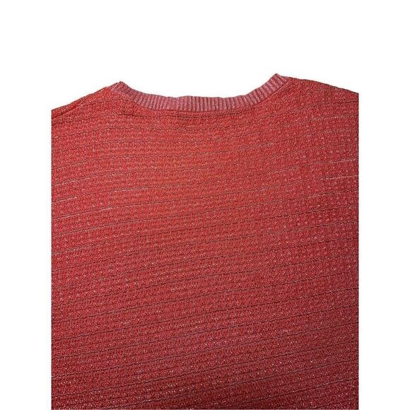 Zara Womens Red Orange Textured Knit Sweater with Metallic Thread Size M - Picture 8 of 10